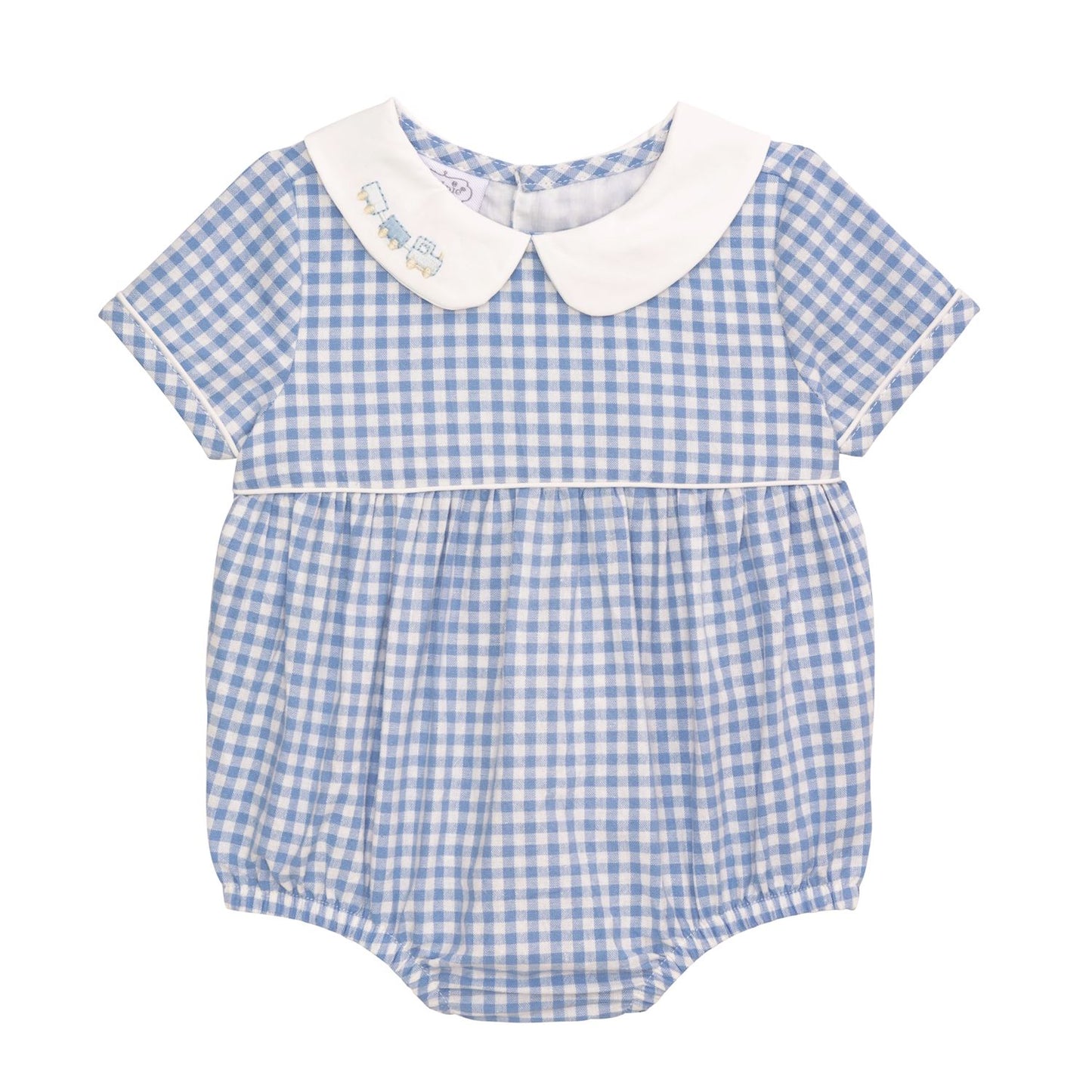 Train Layette Gingham Bubbles