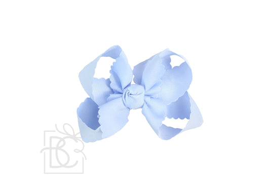 1.5" Scalloped Edge Bow on Alligator Clip | Millenium Blue