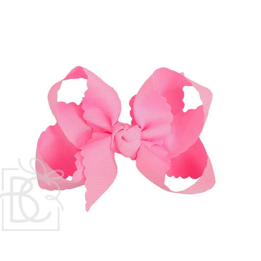 1.5" Scalloped Edge Bow on Alligator Clip | Hot Pink