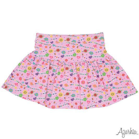 Gathered Skort in Friendship Bracelet Print