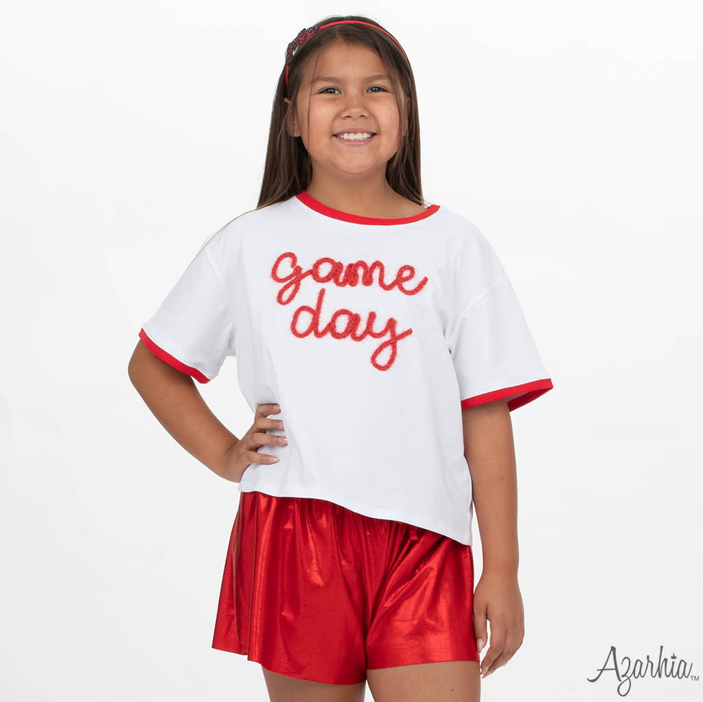 Tinsel Game Day Ringer Boxy T' Red