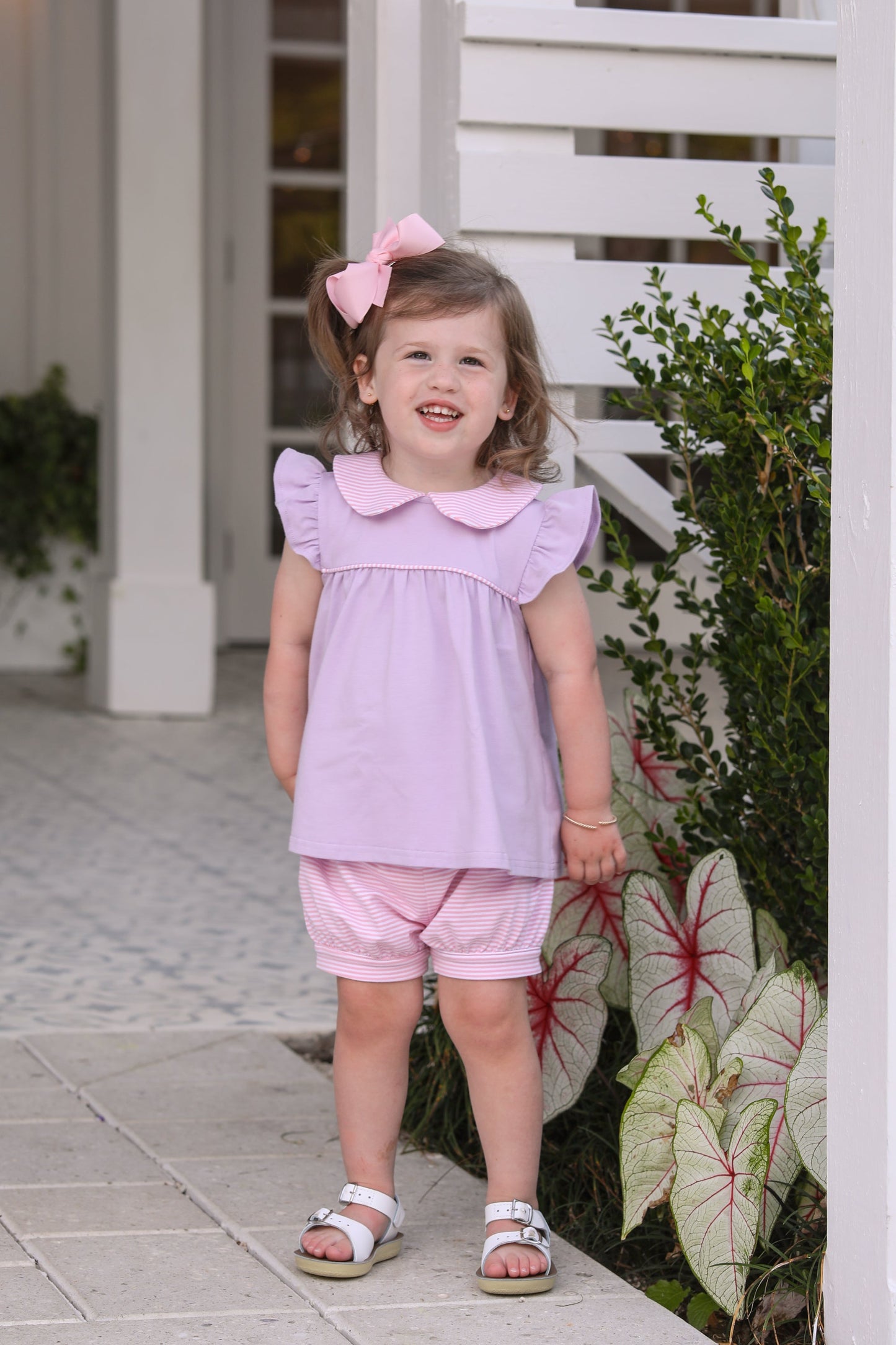 Genevieve Bloomer Set - Light Pink Stripe & Lavender