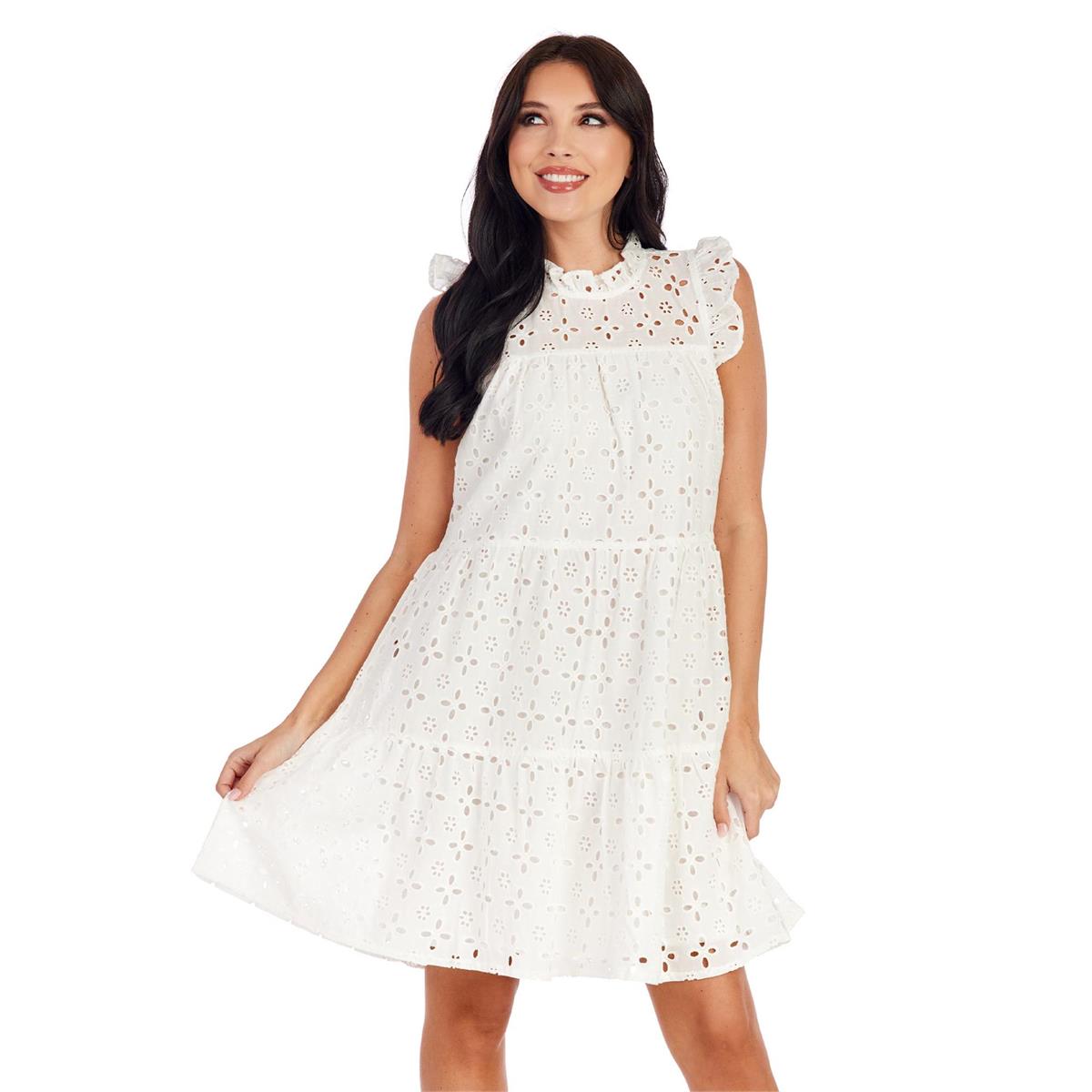 LULA EYELET DRESS WHITE - WOMENS