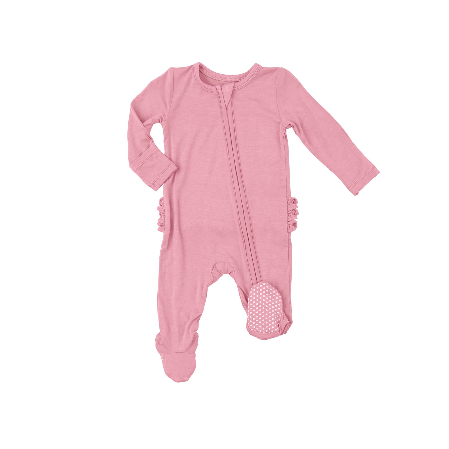 PEONY SOLID 2 WAY ZIPPER RUFFLE BACK FOOTIE