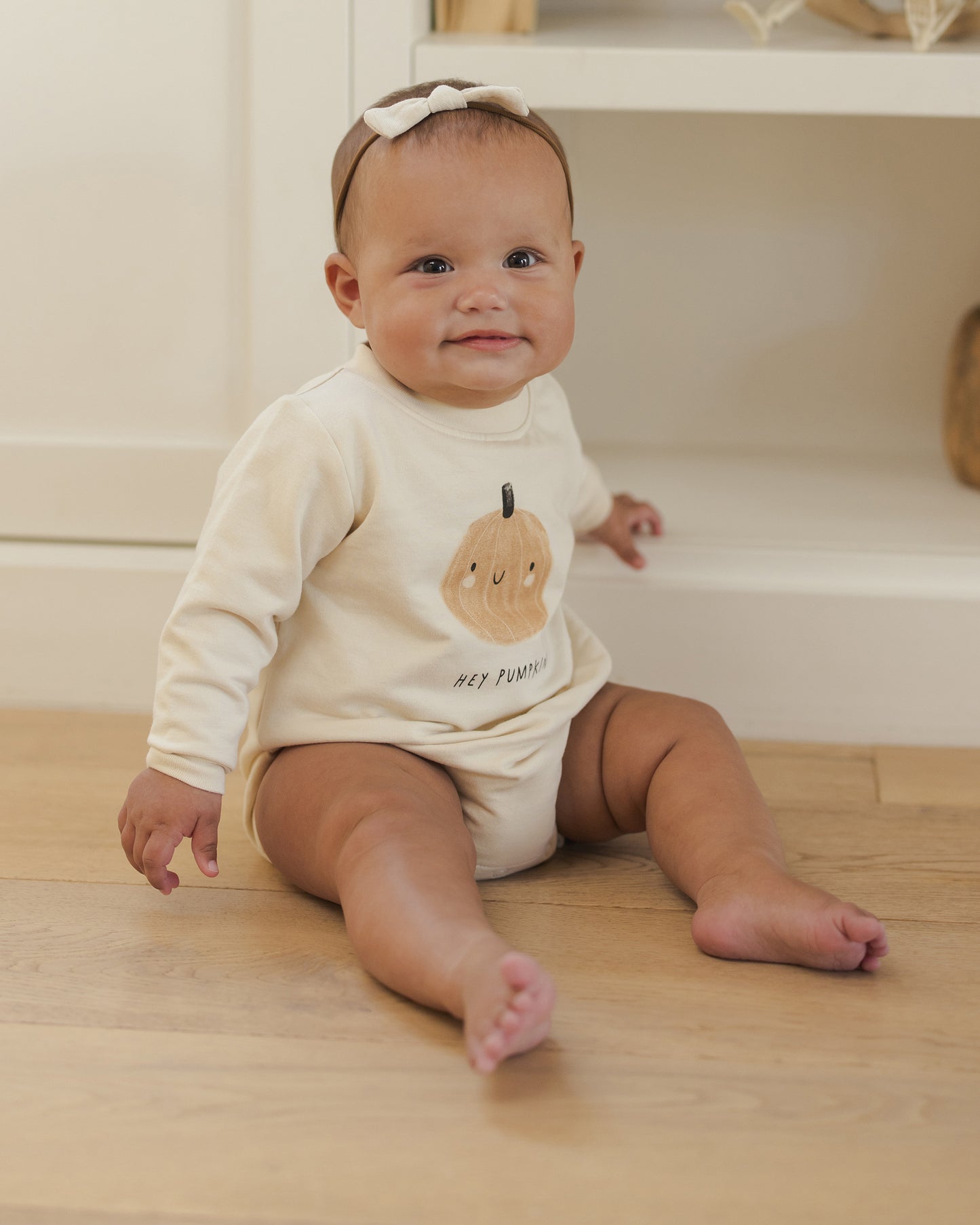 CREWNECK BUBBLE ROMPER || PUMPKIN NATURAL