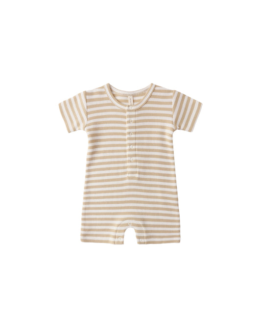 Waffle Snap Romper || Butterscotch Stripe