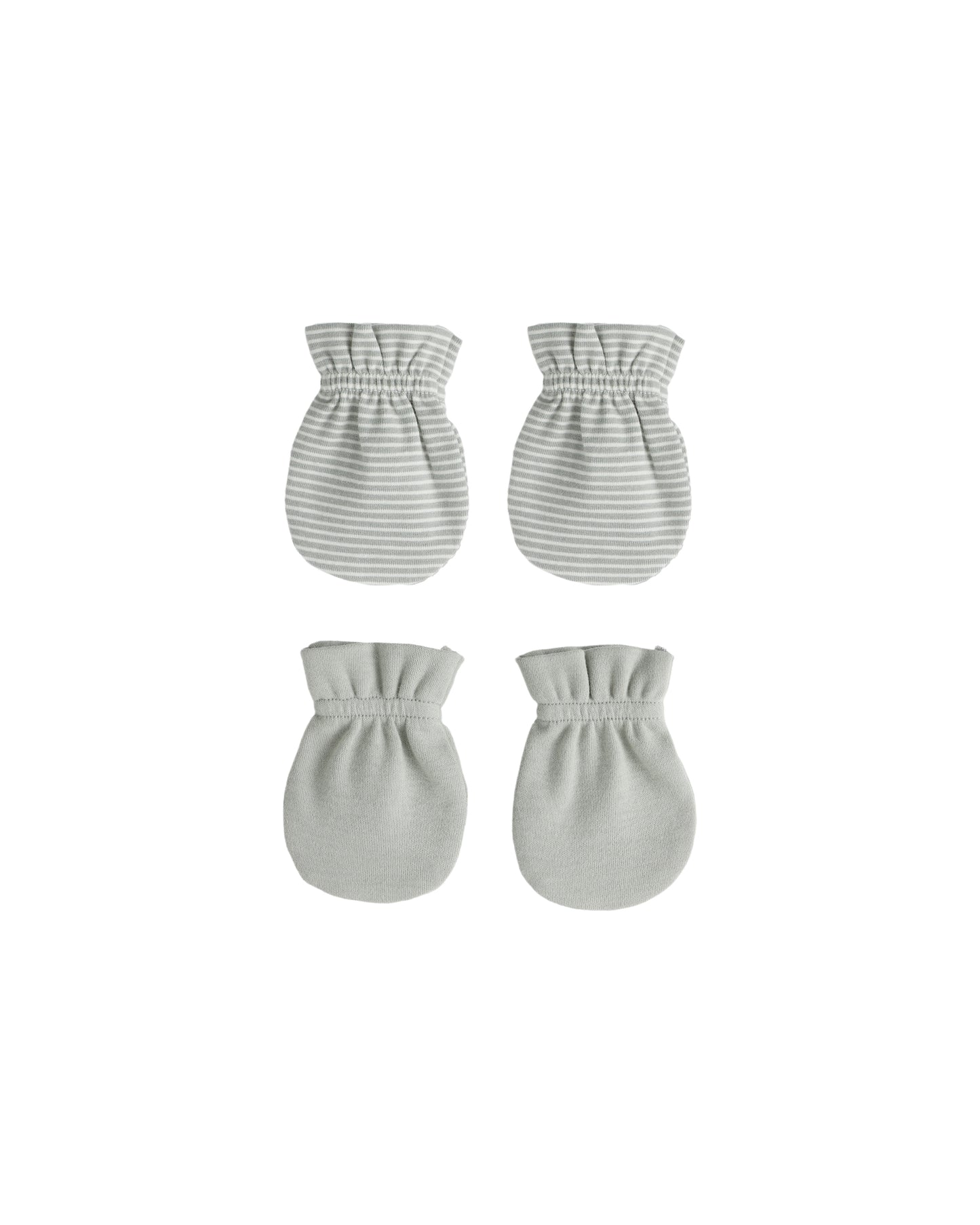 No Scratch Mittens Set || Sage Micro Stripe, Sage