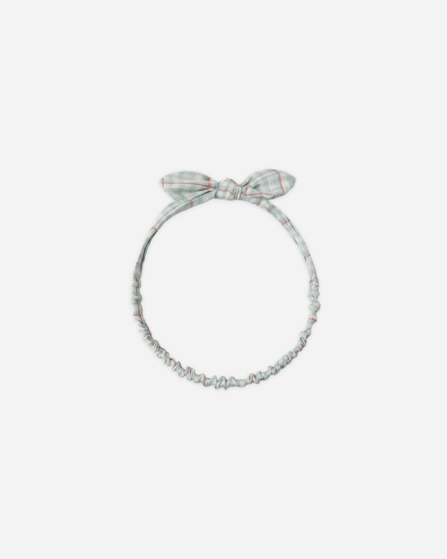 Baby Bow Headband || Light Blue Plaid