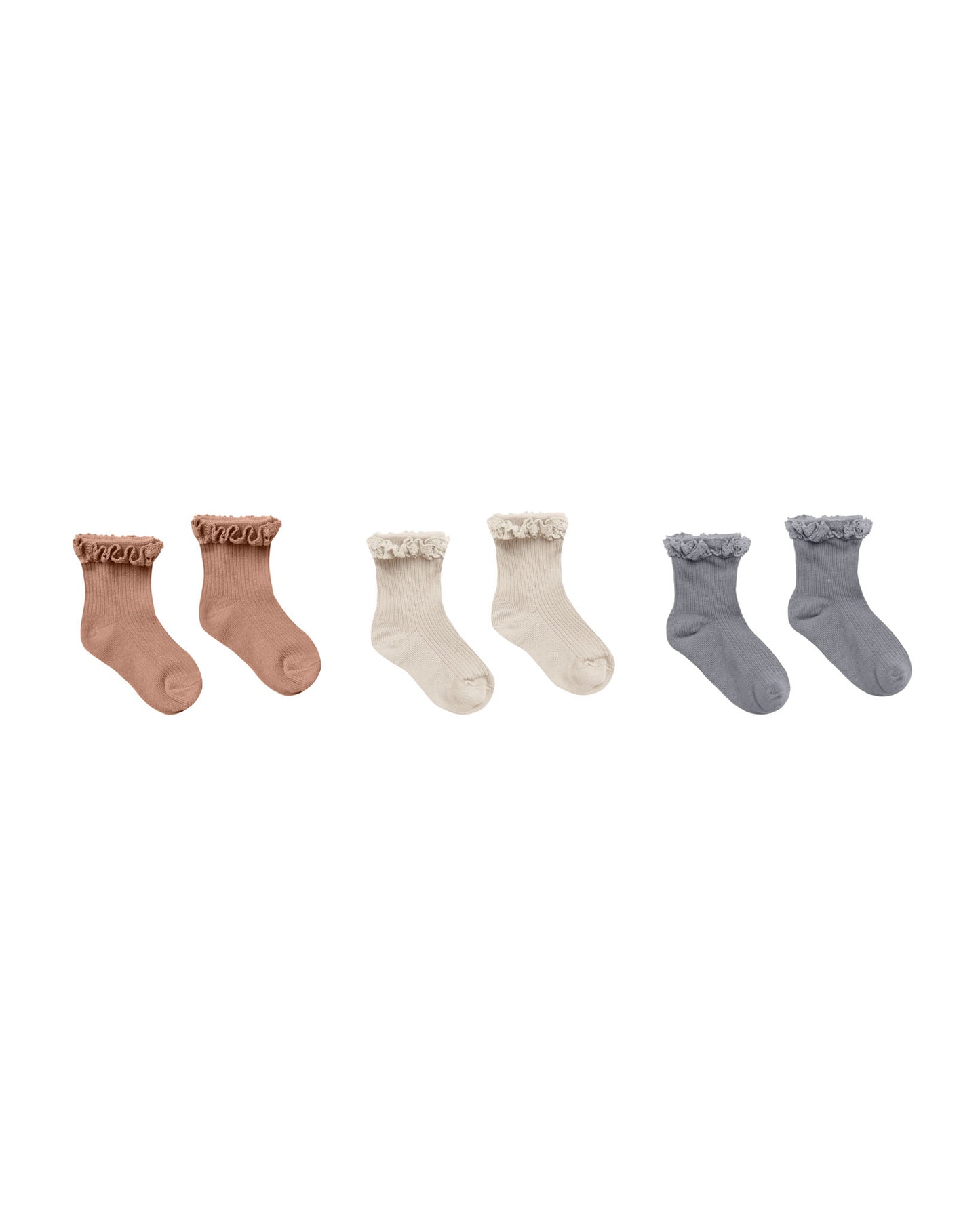 LACE TRIM SOCKS || SPICE / NATURAL / DUSTY BLUE