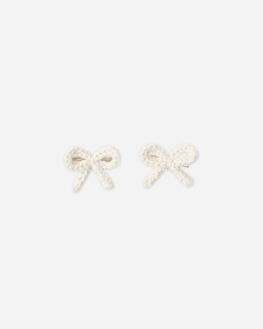 Crochet Bow Clips || Ivory