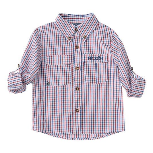 FOUNDERS KIDS FISHING SHIRT - RED/WHITE/BLUE