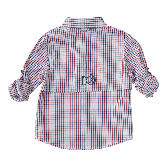 FOUNDERS KIDS FISHING SHIRT - RED/WHITE/BLUE