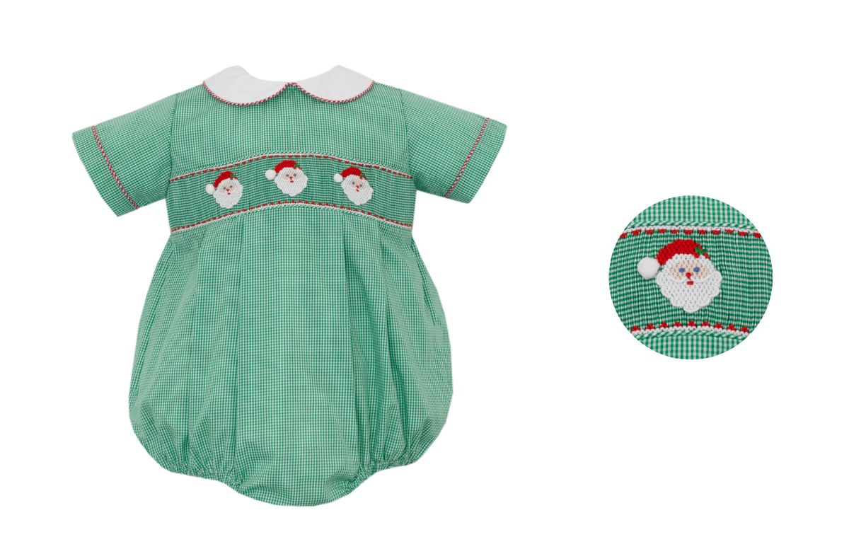 SANTA FACE BOY´S - Green gingham boy´s bubble