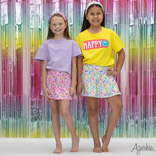 Gathered Skort in Friendship Bracelet Print