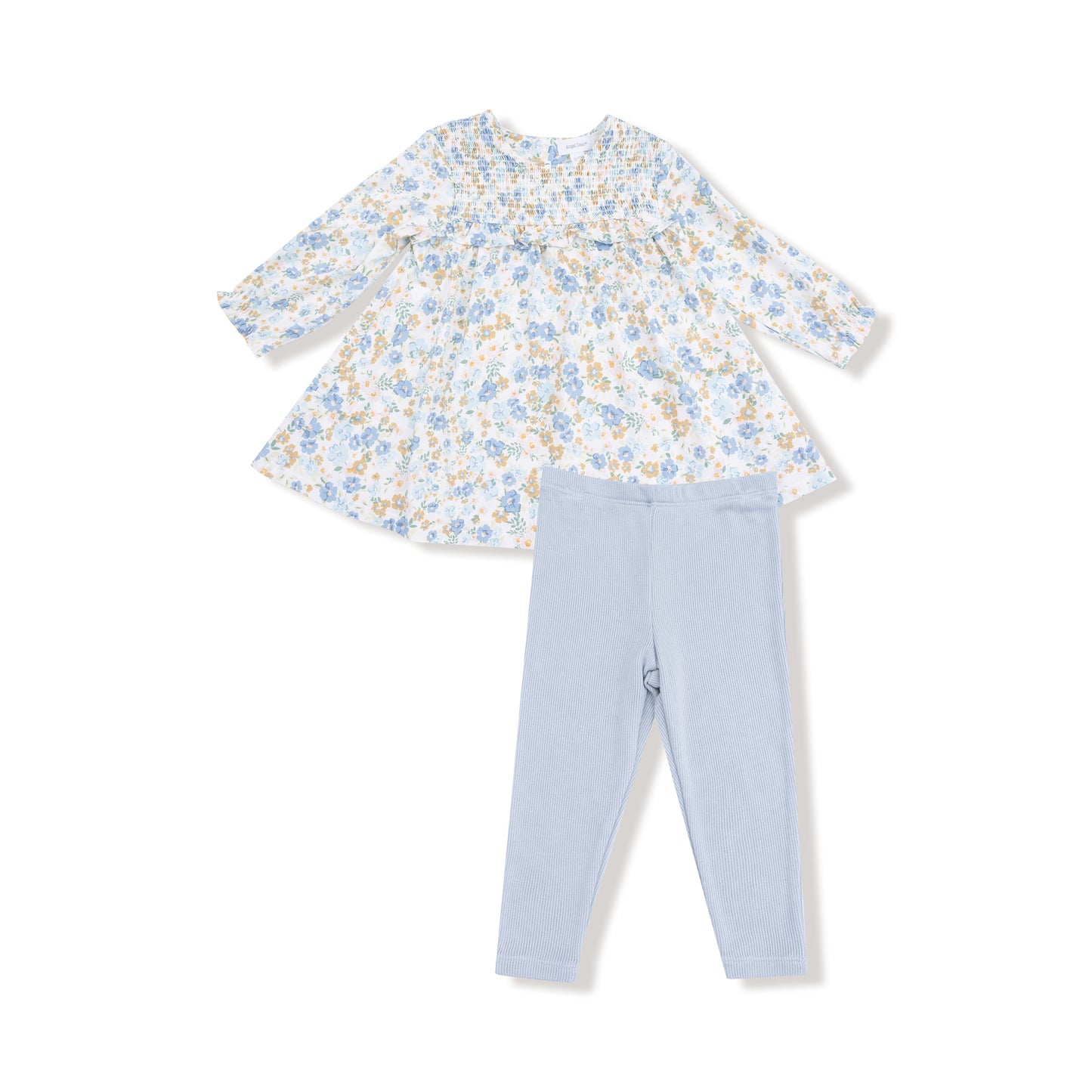 Sweet Rose Calico - Smocked Ruffle L/S Dress + Ribbed Legging