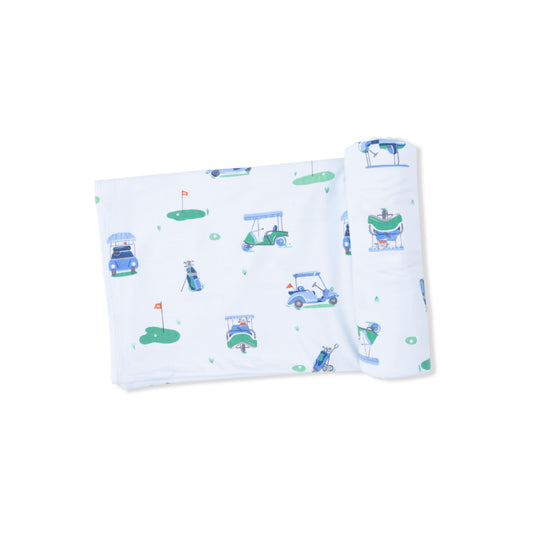 Vintage Golf Carts Blue - Swaddle Blanket
