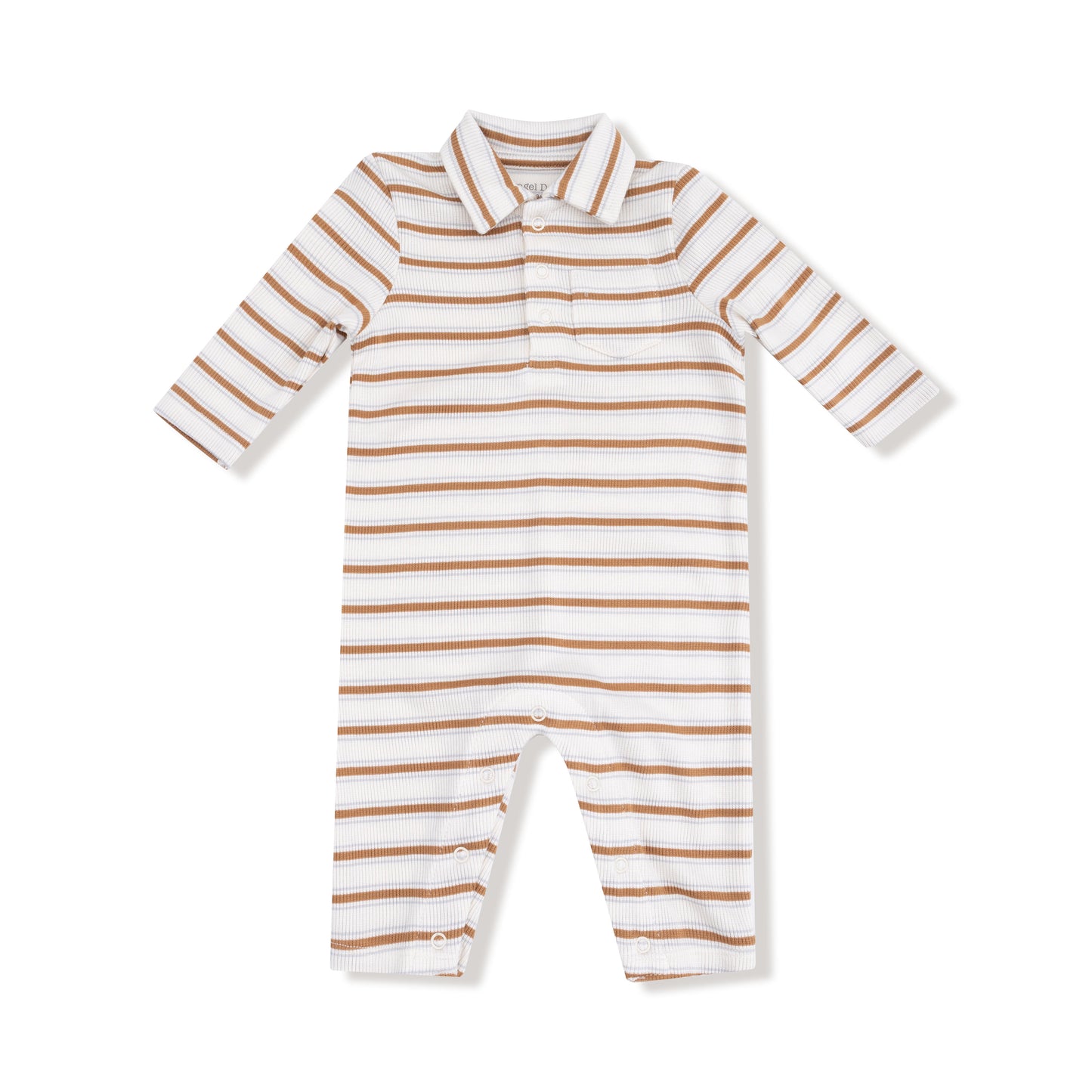Vintage Stripe - Brown - Polo Romper