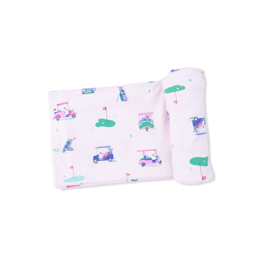 Vintage Golf Carts Pink - Swaddle Blanket