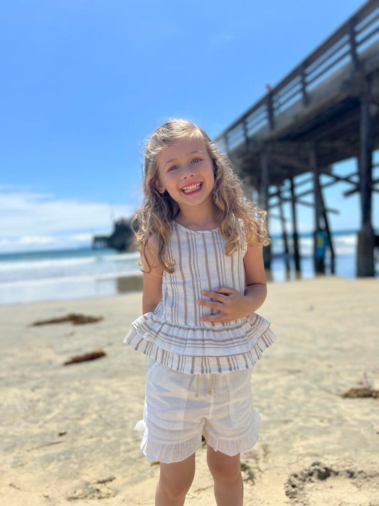 AMELIA TANK - TAN STRIPE