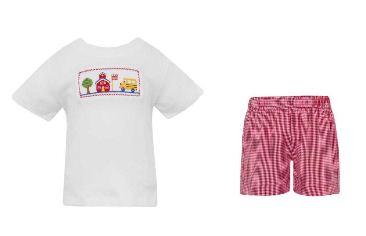 BACK TO SCHOOL BOY´S - Red gingham boy's short set w/ white knit T-shirt