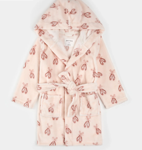 Ballet Slippers Print on Light Pink Plush Robe