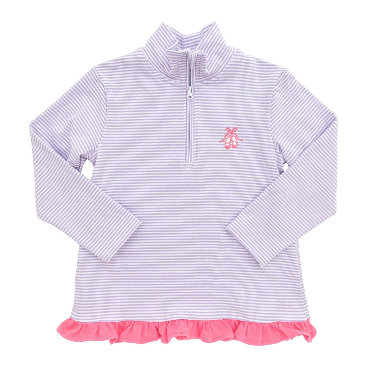 1/4 Zip Ruffle Pullover- Ballet Shoes