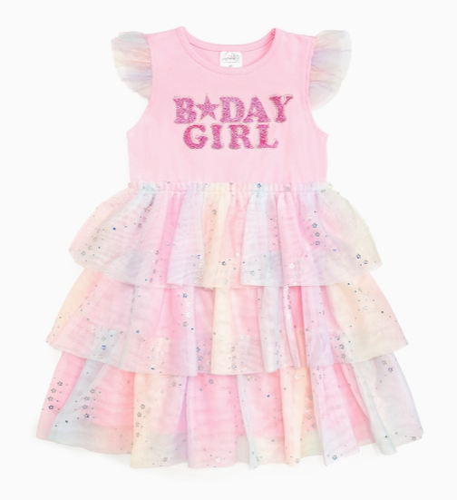 Birthday Girl Fairy Dust Short Sleeve Tutu Dress