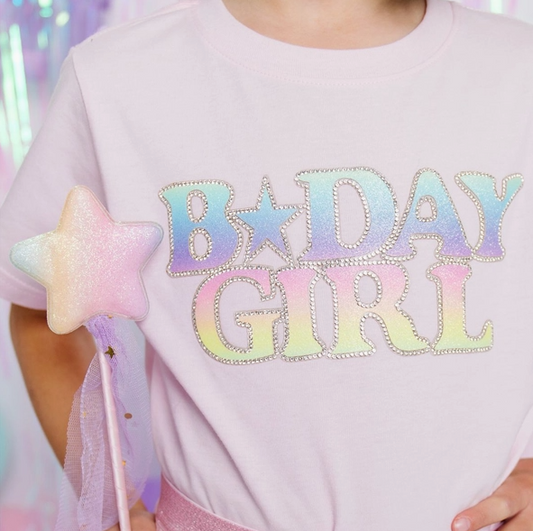 Pastel Rainbow Bday Girl Patch Short Sleeve T-Shirt