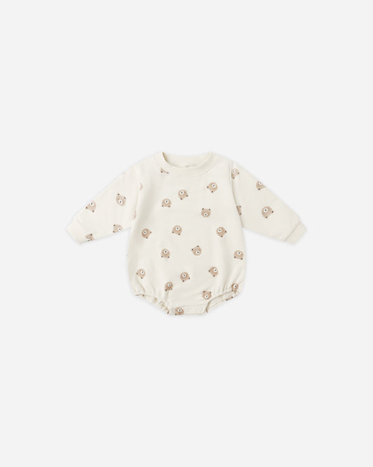 Crewneck Bubble Romper || Brown Bear