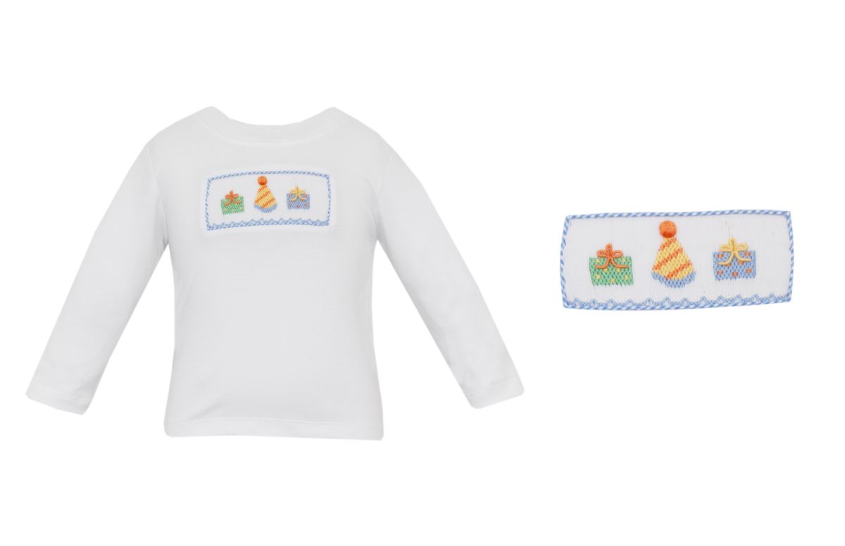 BIRTHDAY BOY´S - Boy´s white knit T-shirt L/S