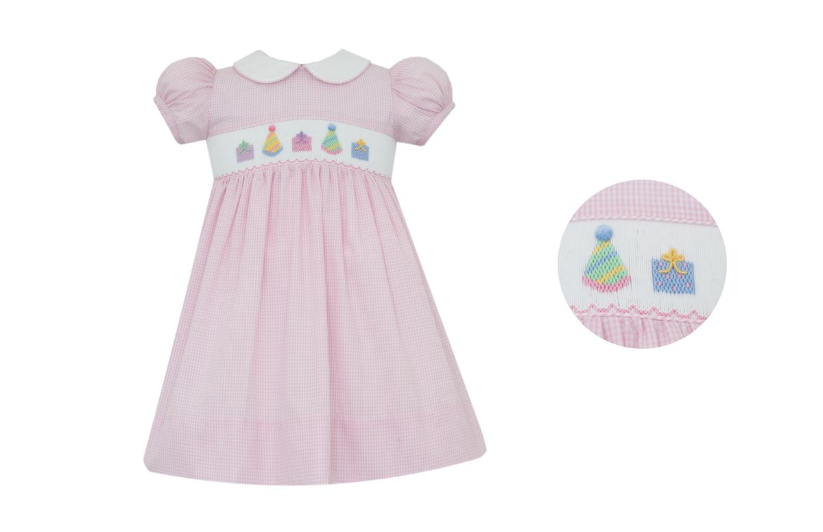 BIRTHDAY GIRL´S - Pink gingham dress S/S