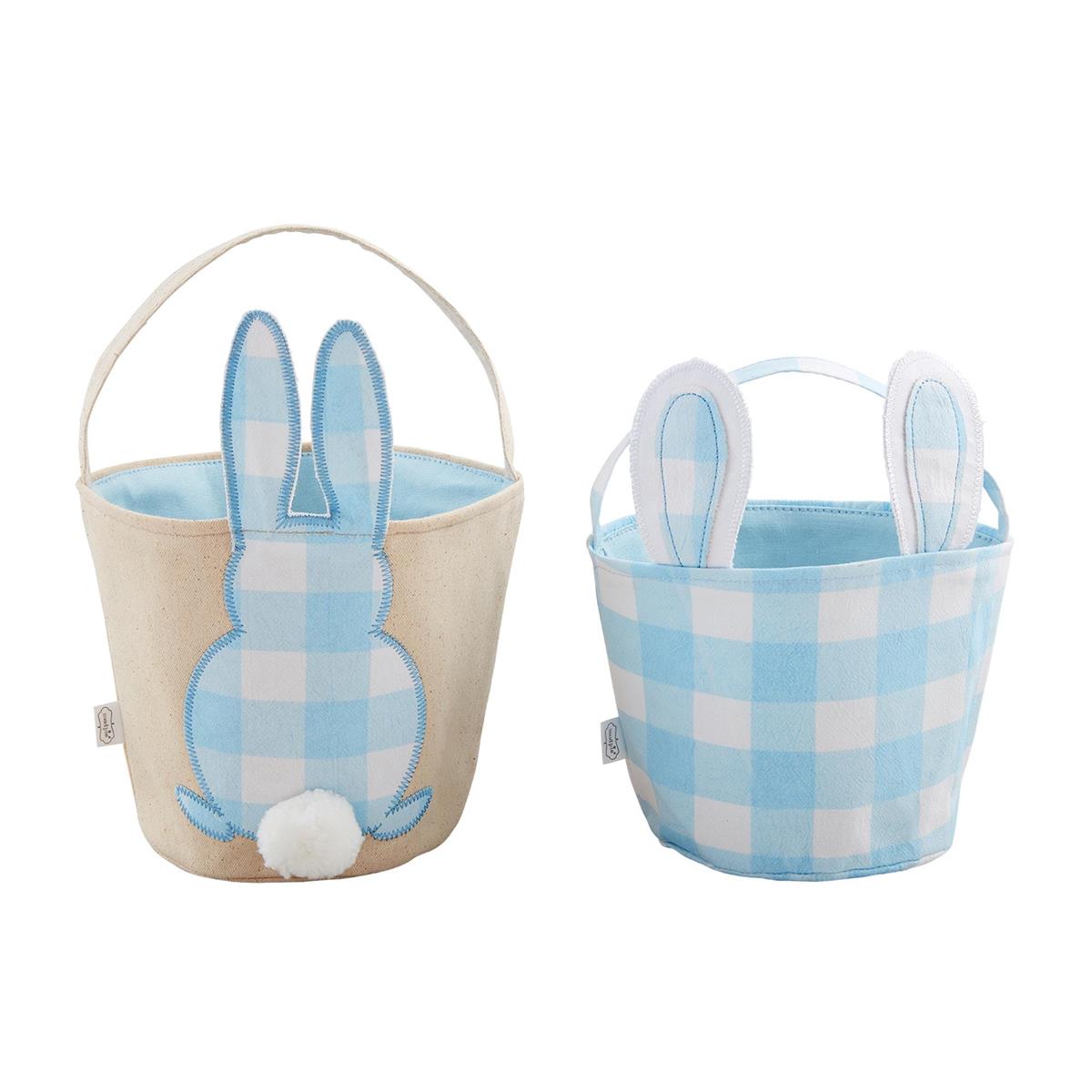 BUNNY CHECK EASTER BASKET - BLUE