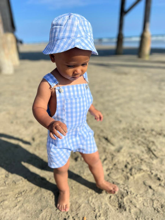 BLUE PLAID BUCKET HAT