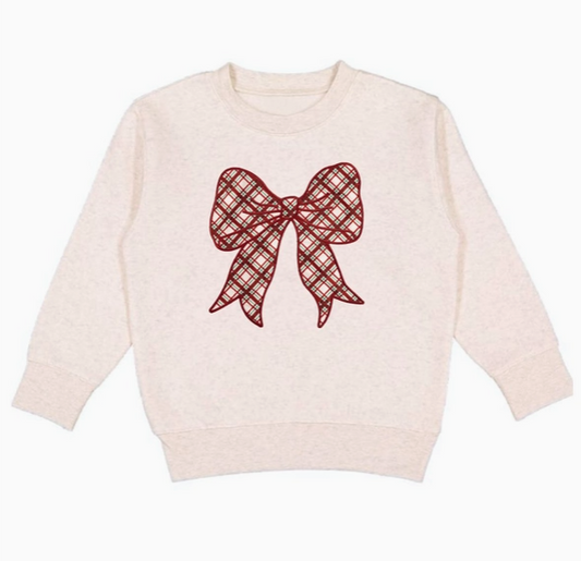Christmas Plaid Bow Patch Sweatshirt