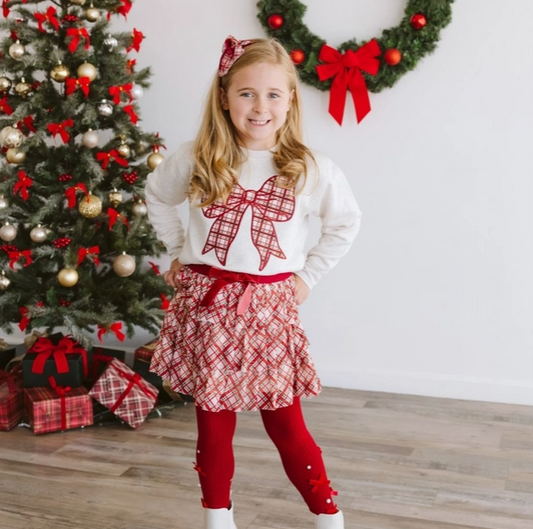 Christmas Plaid Bow Tiered Tutu