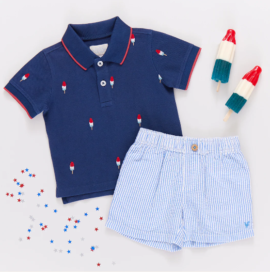 Boys Alec Shirt - Navy Rocket Pop Embroidery