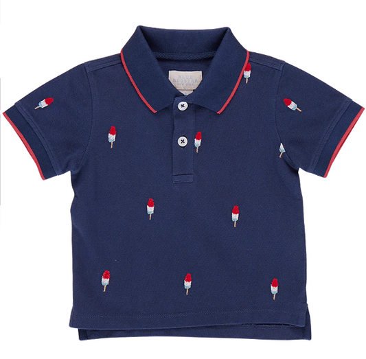 Boys Alec Shirt - Navy Rocket Pop Embroidery