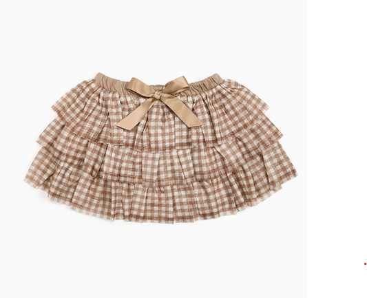 Gingham Printed Tulle Tiered Tutu