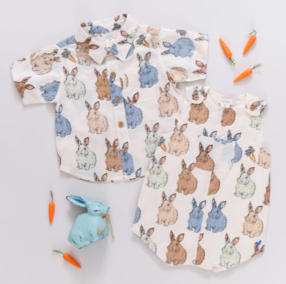 boys jack shirt - blue vintage bunnies