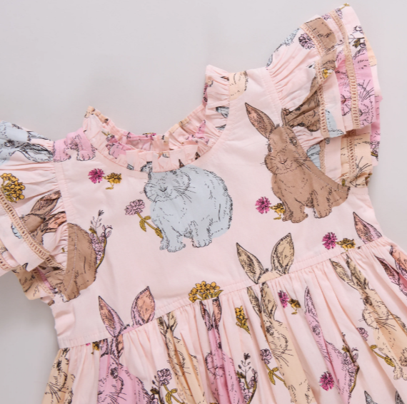 girls jennifer double ruffle dress - vintage bunnies