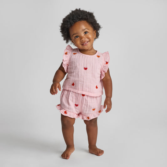 BABY GIRLS ROEY 2-PC SET - BUTTERFLY EMBROIDERY
