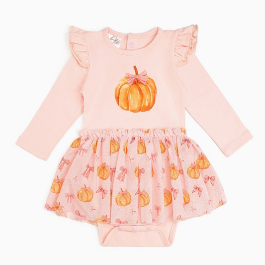 Coquette Pumpkin Long Sleeve Tutu Bodysuit