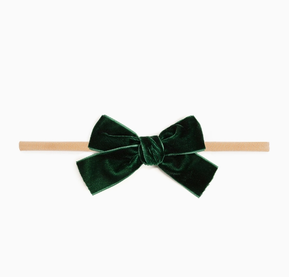 Emerald Green Velvet Bow Christmas Baby Headband