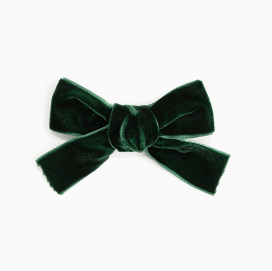 Emerald Green Velvet Bow Christmas Clip