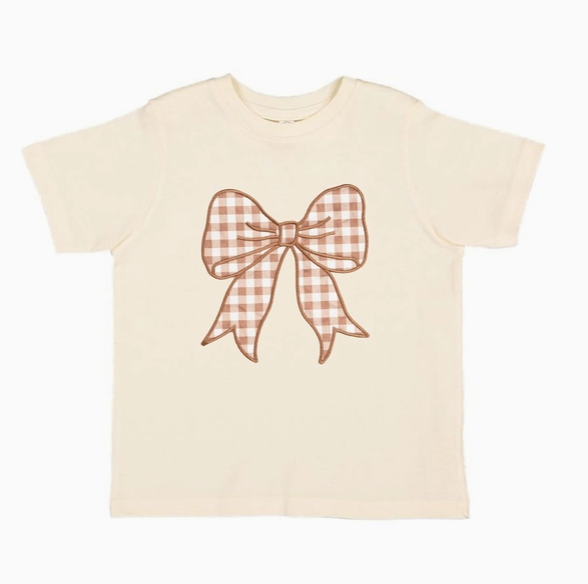 Gingham Bow Patch Short Sleeve T-Shirt
