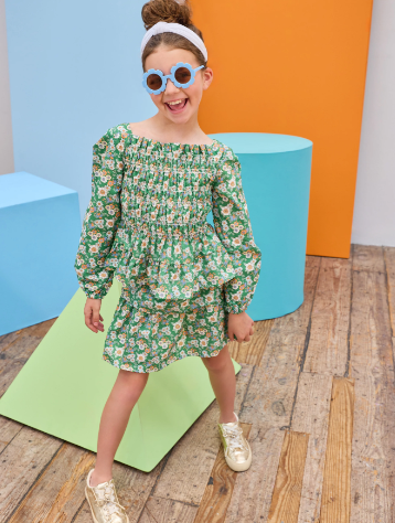 Long Sleeved India Top - Greenwich Garden Green