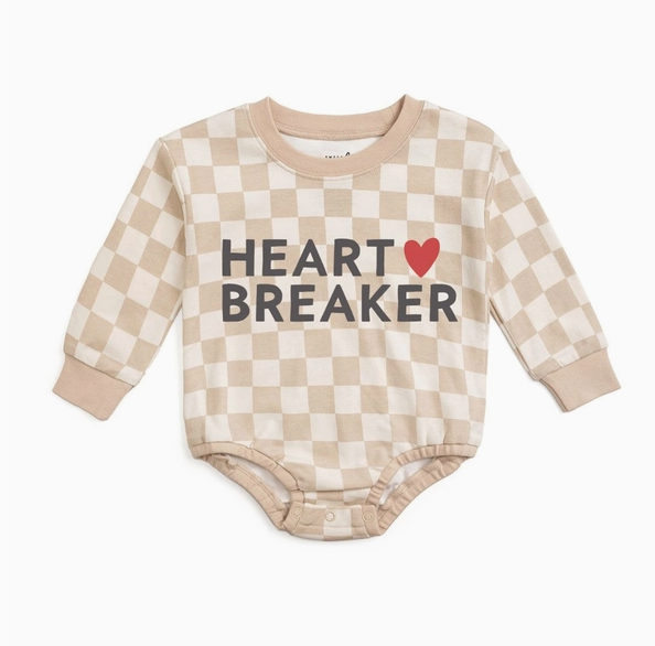 Heartbreaker Checkered Valentine's Day Long Sleeve Romper