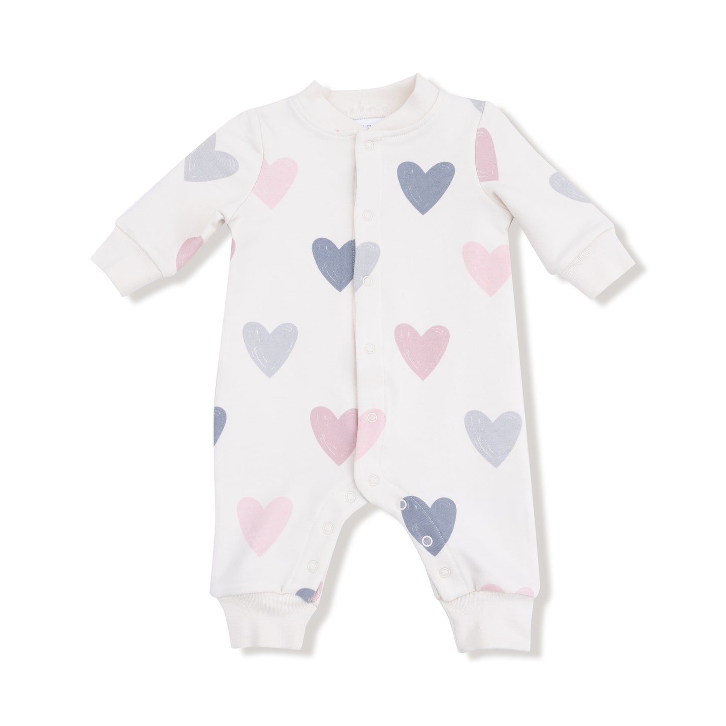 Hearts french Terry - Baseball Collar Romper
