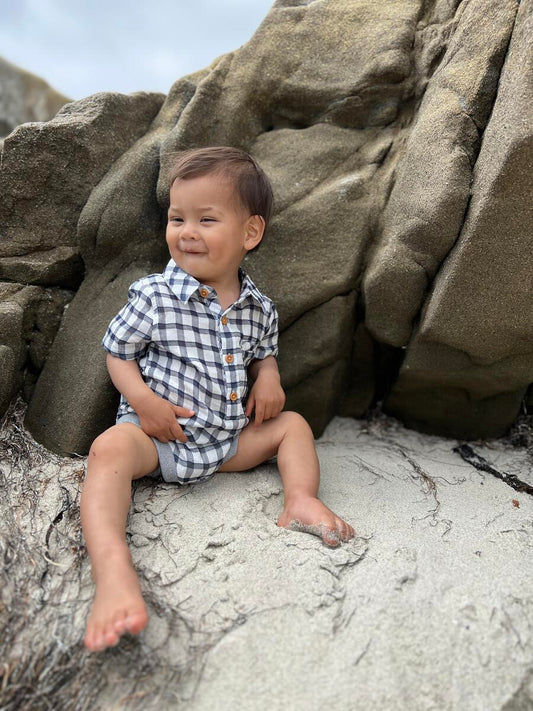 Helford Onesie - Navy Plaid