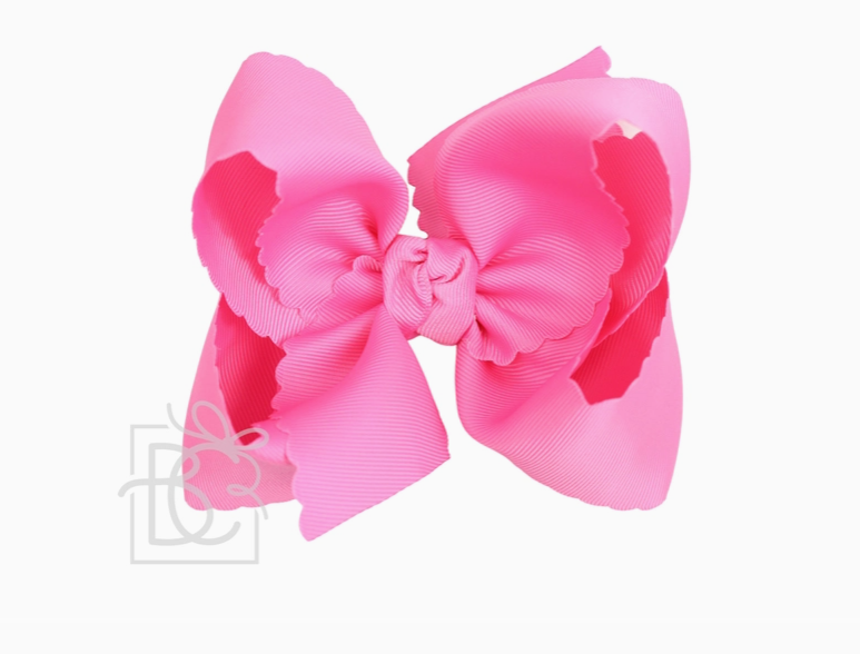 5.5" Scalloped Bow - Alligator Clip, Hot Pink